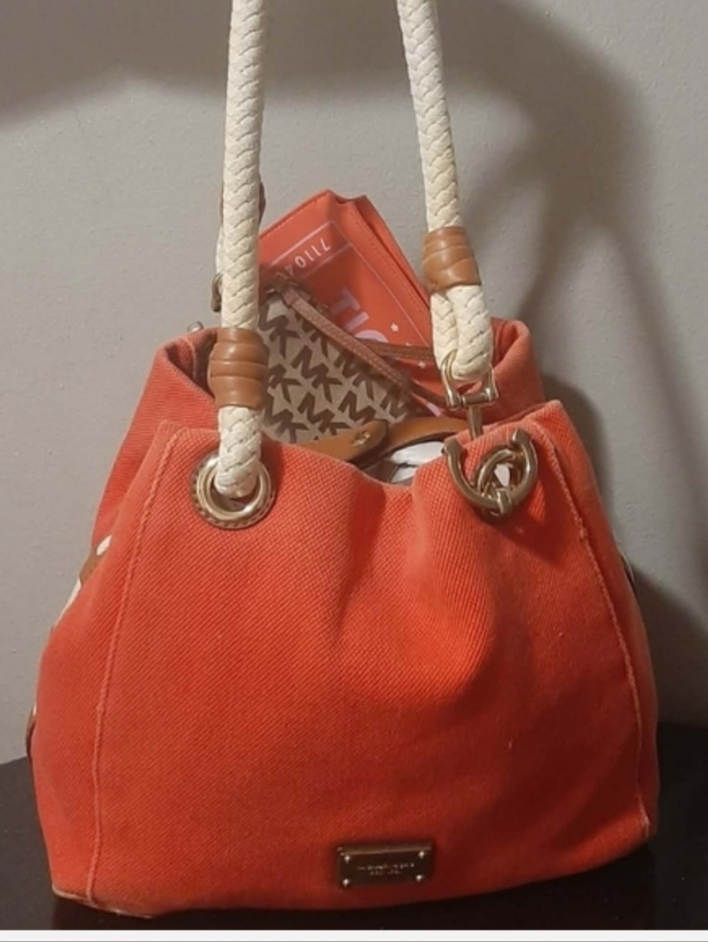 MICHAEL KORS "Marina" Canvas Tote & Wallet 3 Pc Set